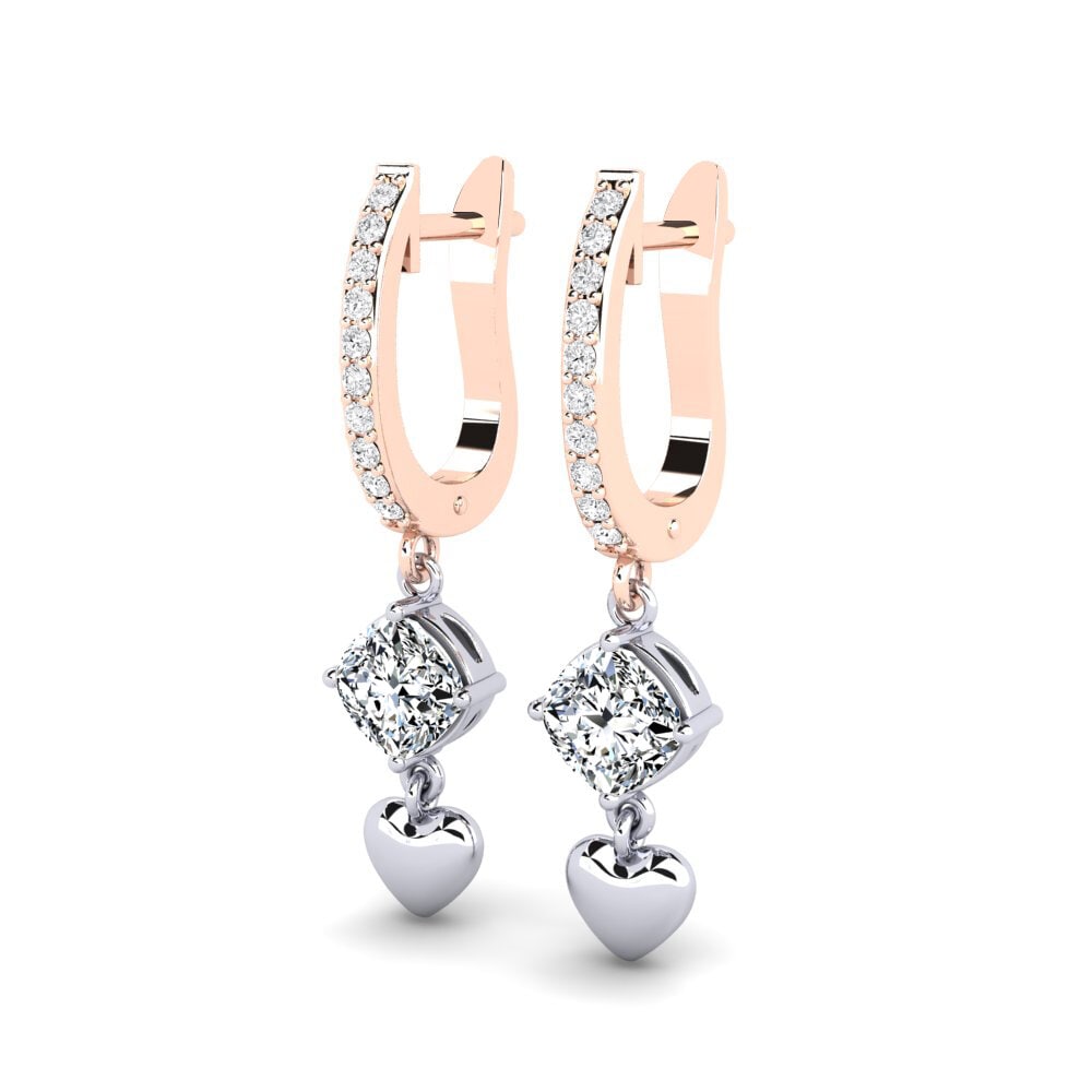 14ct White / Rose Gold Cushion Women's Earring Ugo