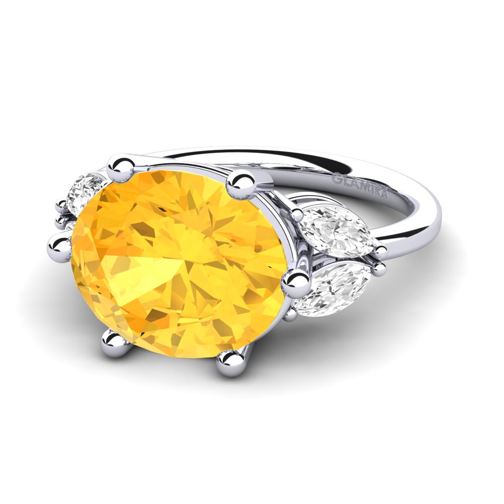 White Silver Citrine Ring Ujana