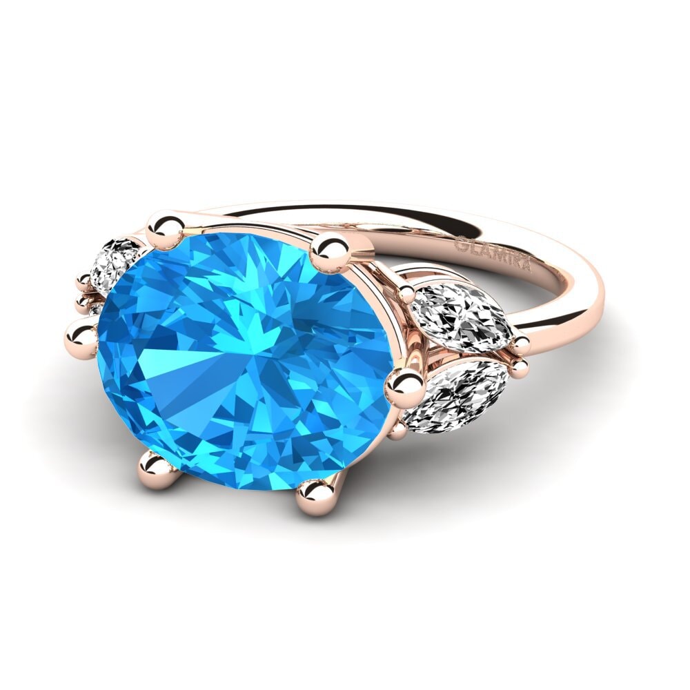 Ovalado Topacio azul Anillo Ujana