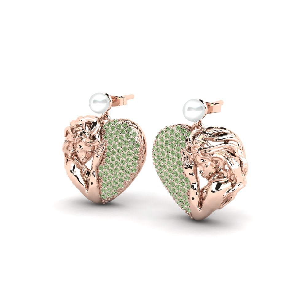 9ct Rose Gold Green Diamond Women's Earring Ulna