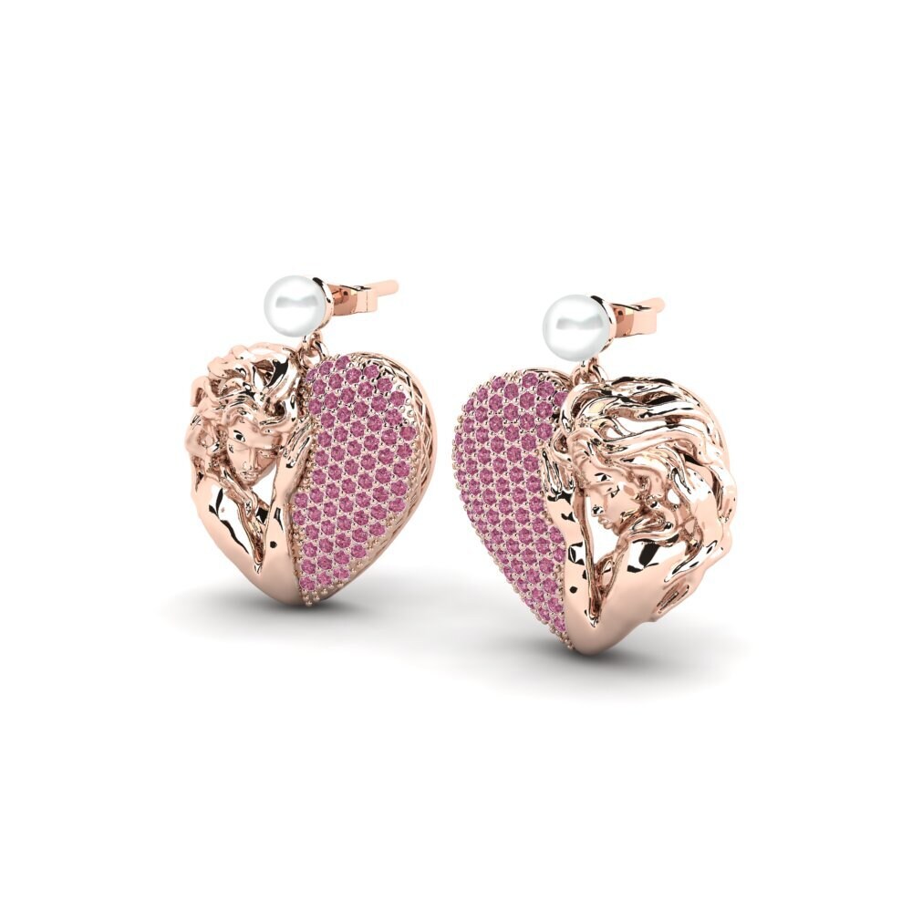 14k Oro Rosa Granate Rhodolite Pendiente de mujer Ulna