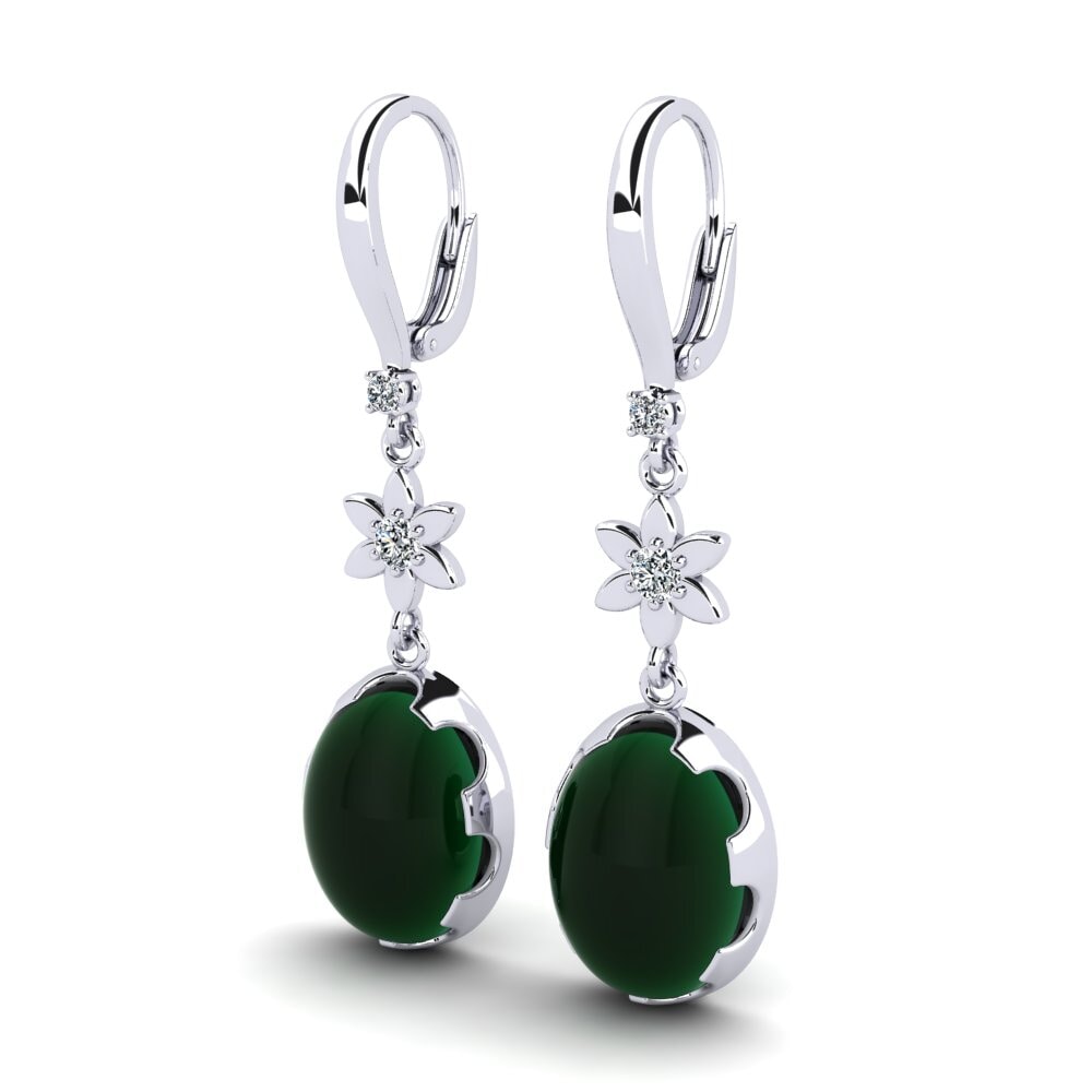 Đá Cabochon Ngọc Lục Bảo Bông tai nữ Unelina