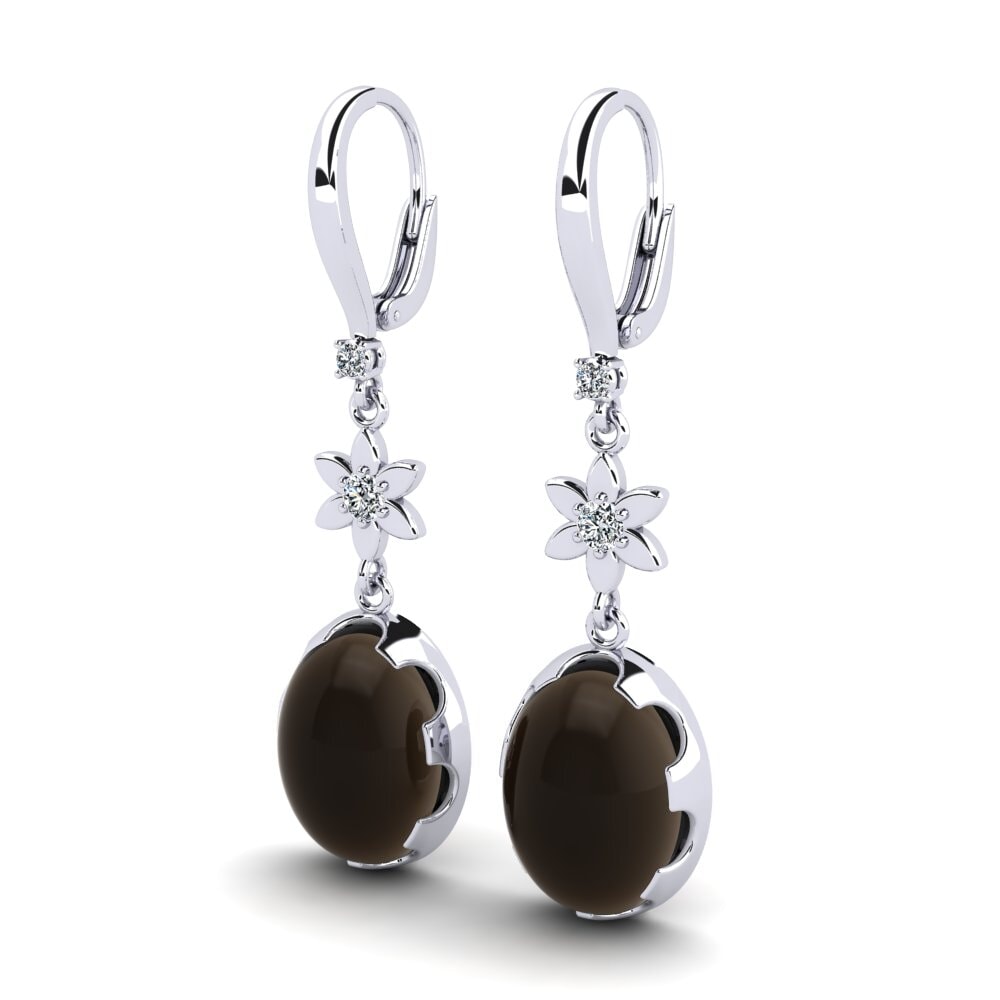 Đá Cabochon Thạch Anh Khói Bông tai nữ Unelina