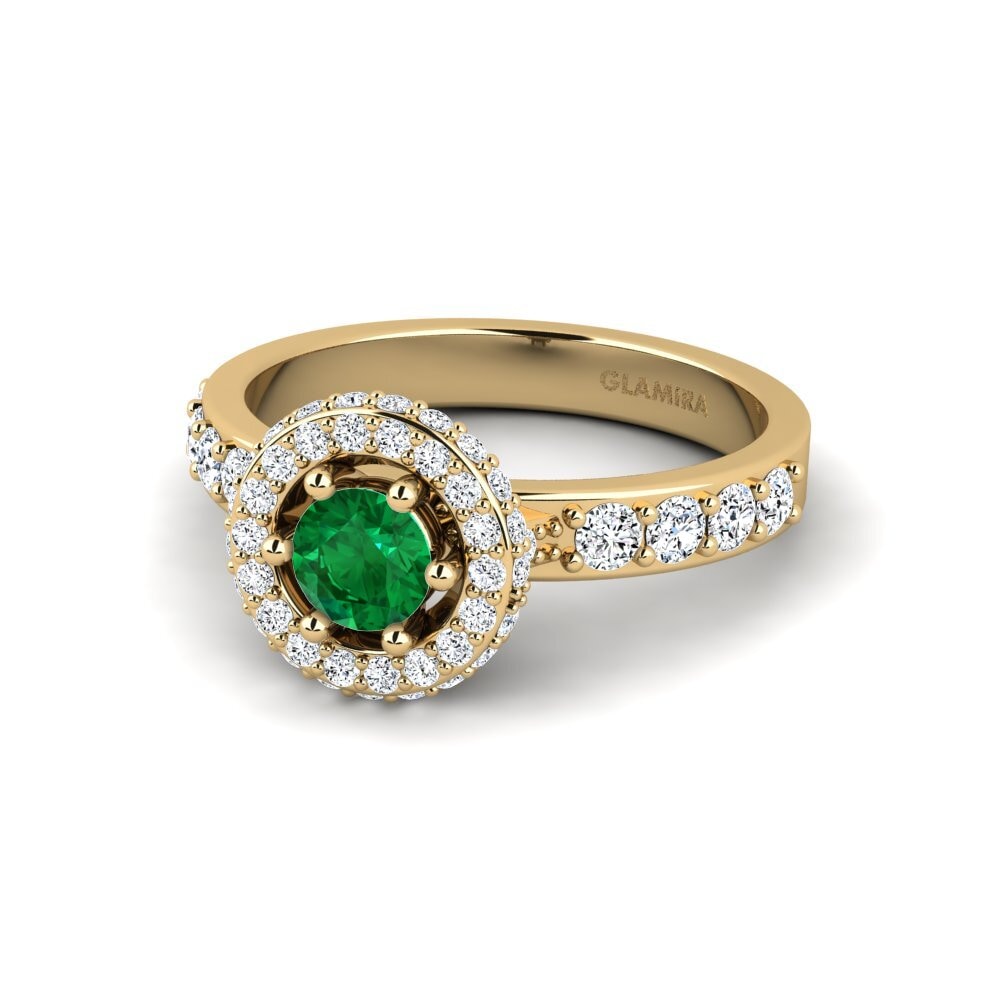 Esmeralda (creada en laboratorio) Anillo de compromiso Unen