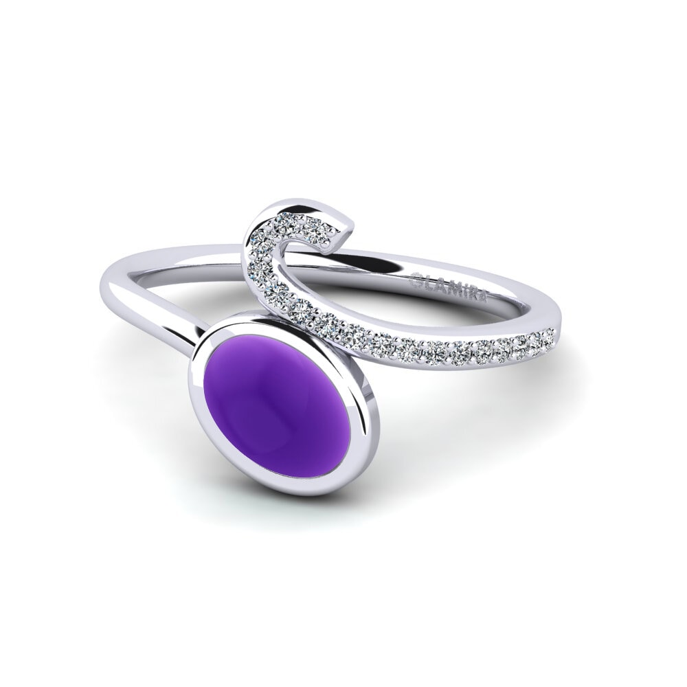 950 Palladium Cabochon Amethyst Ring Unfar