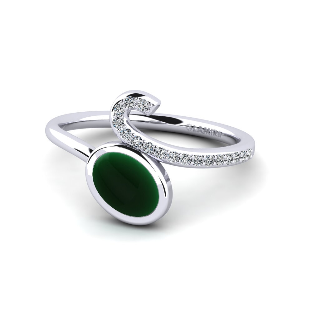 950 Palladium Cabochon Emerald Ring Unfar