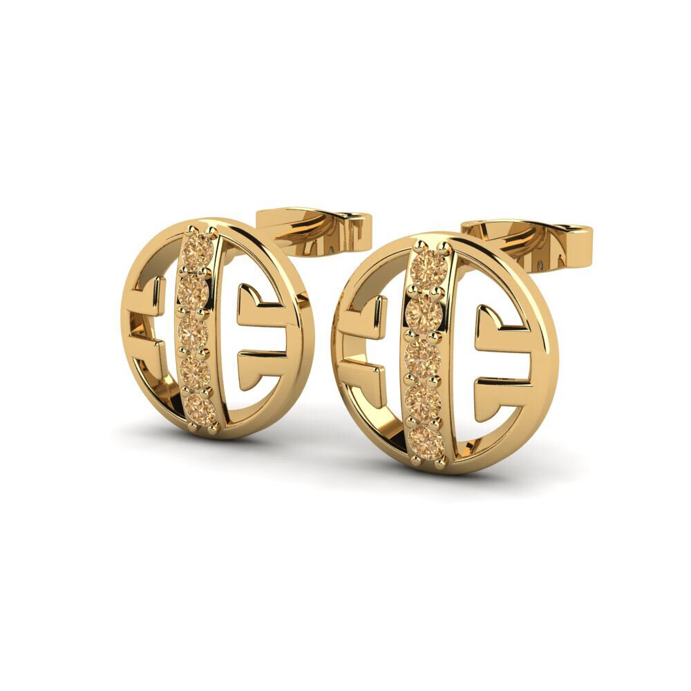 Oro Giallo 750 Diamante Marrone Orecchino da donna Unown