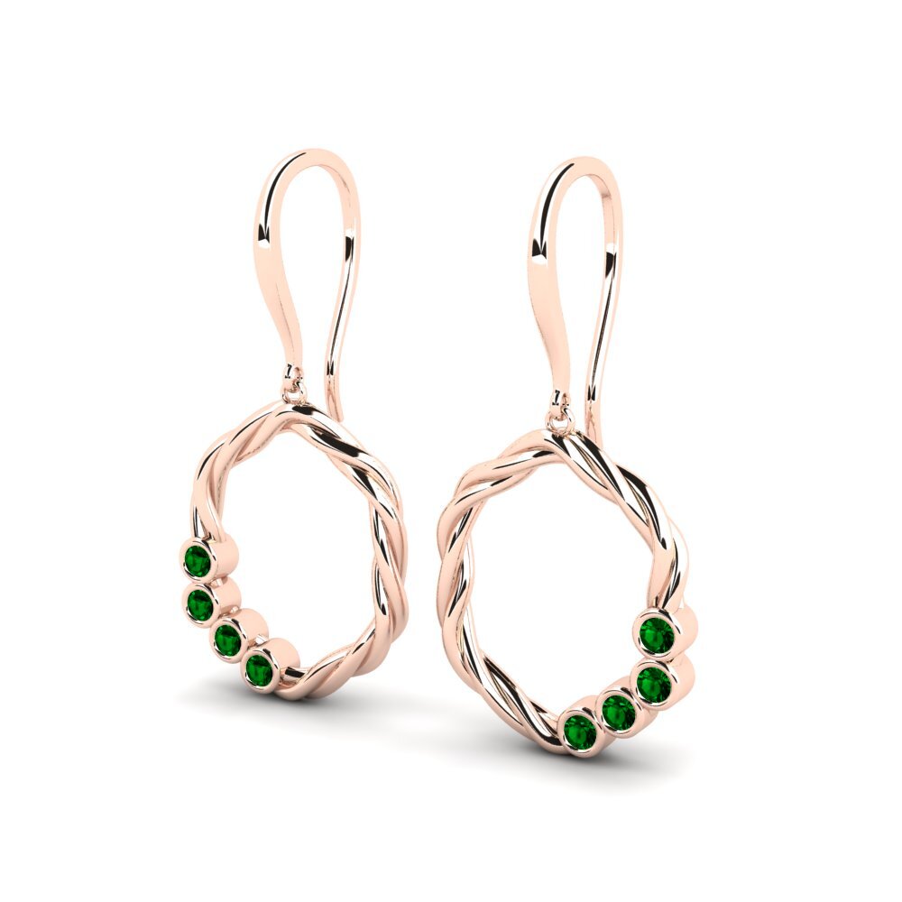 14k Oro Rosa Circonita Verde Pendiente de mujer Unspoken