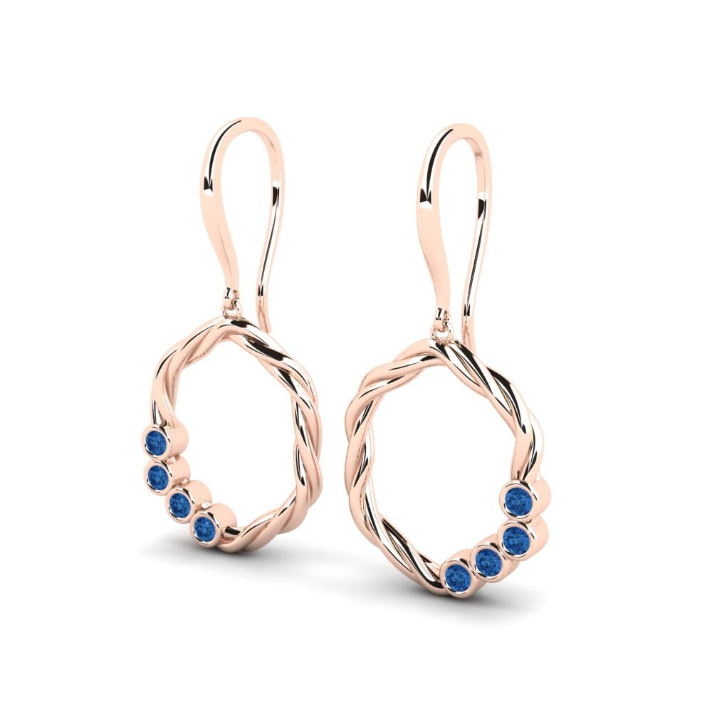 14ct Rose Gold Dark Blue Zirconia Women's Earring Unspoken