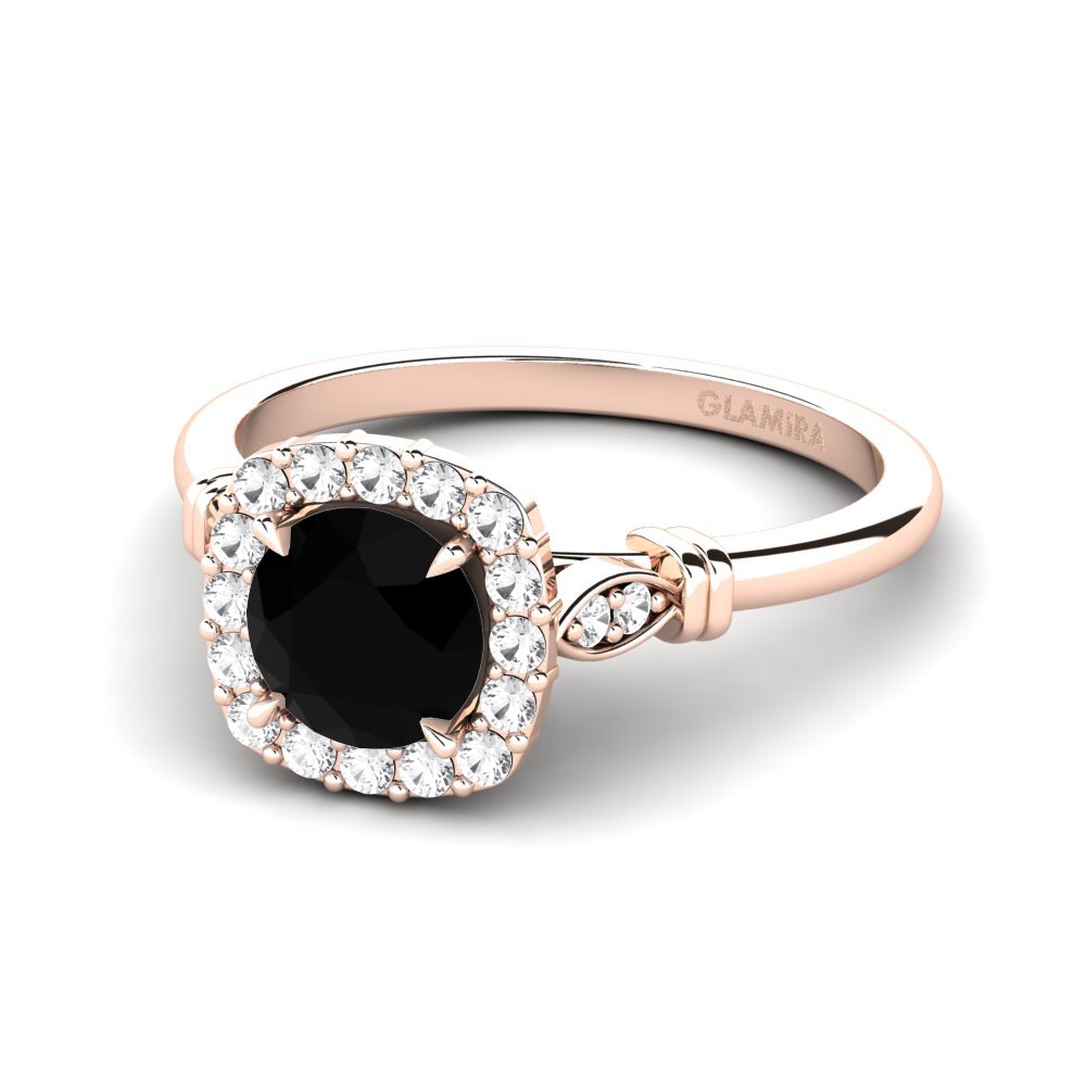 9k Rose Gold Black Onyx Engagement Ring Magdalen