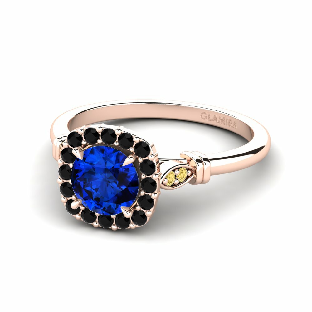 Round 0.8 Carat Halo Sapphire (Lab Created) 14k Rose Gold Engagement Ring Magdalen