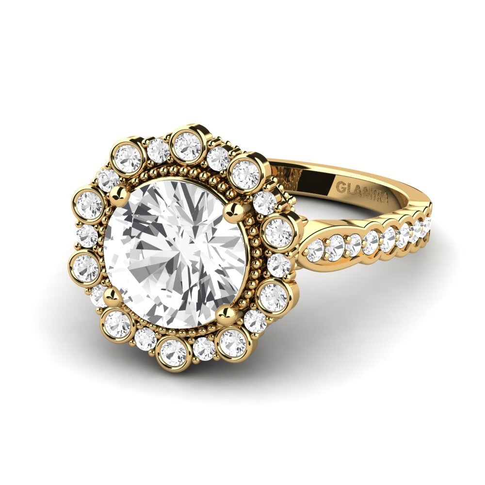 14k Oro Amarillo Anillo de compromiso Marine