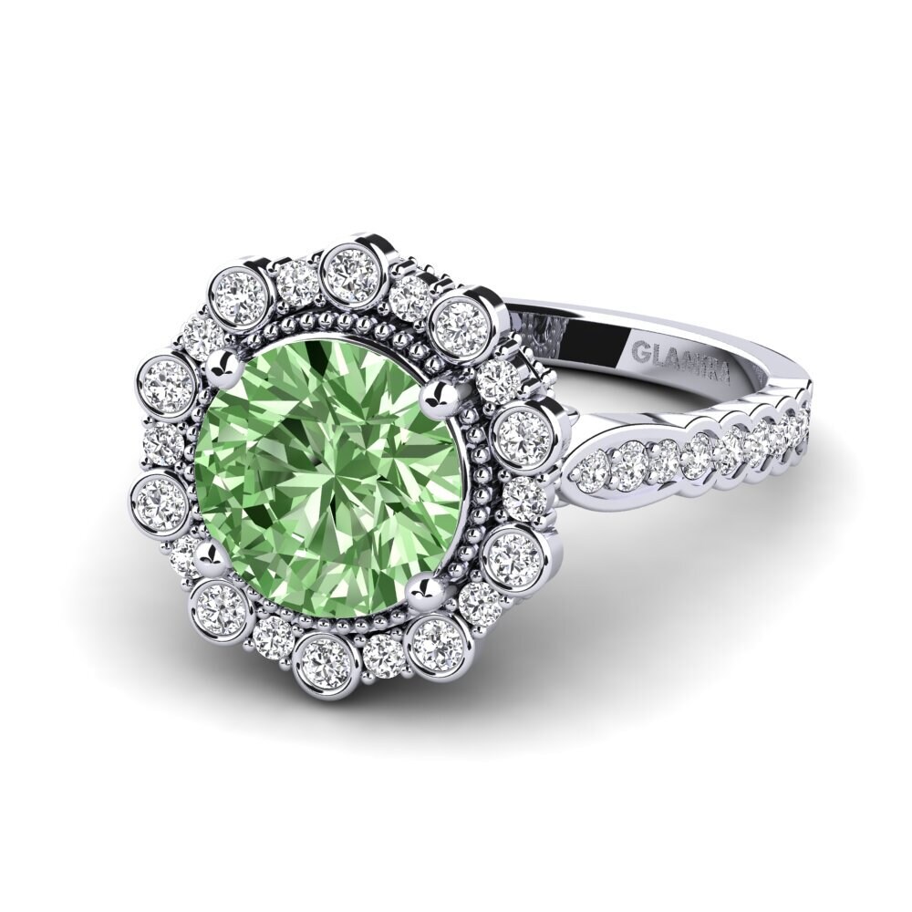 Green Diamond Engagement Ring Marine