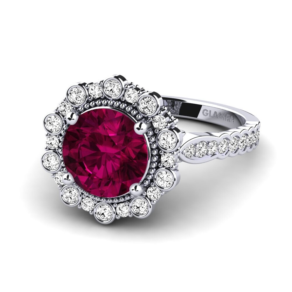 Rhodolite Garnet Engagement Ring Marine