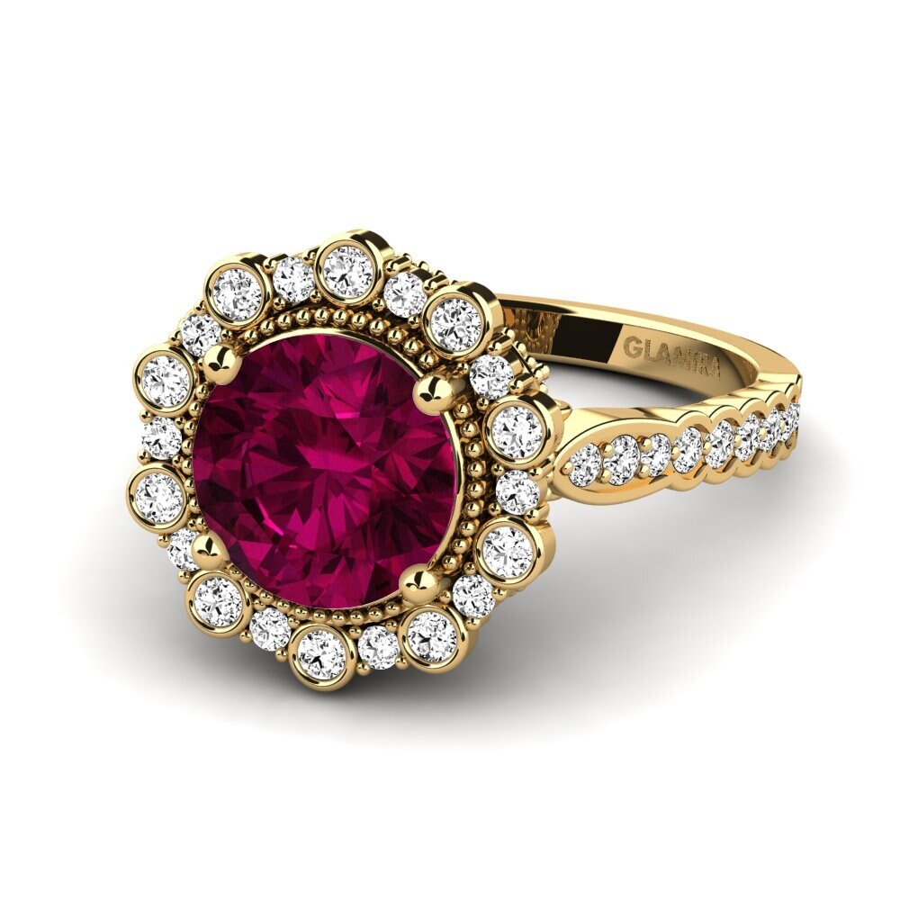 Granate Rhodolite Anillo de compromiso Marine
