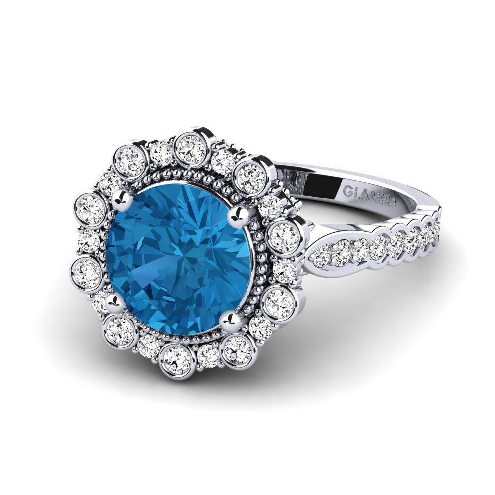 Blue Topaz Engagement Ring Marine