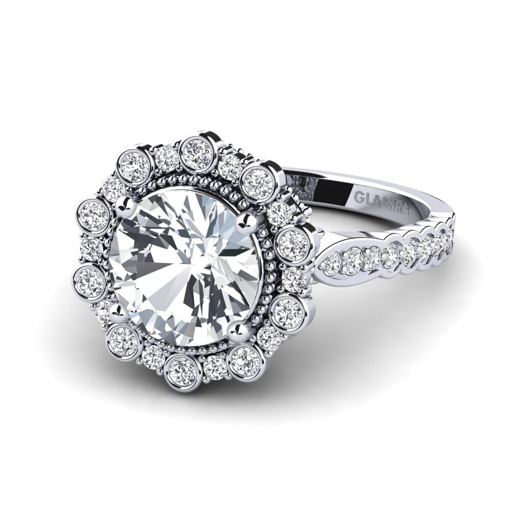 White Zircon Engagement Ring Marine