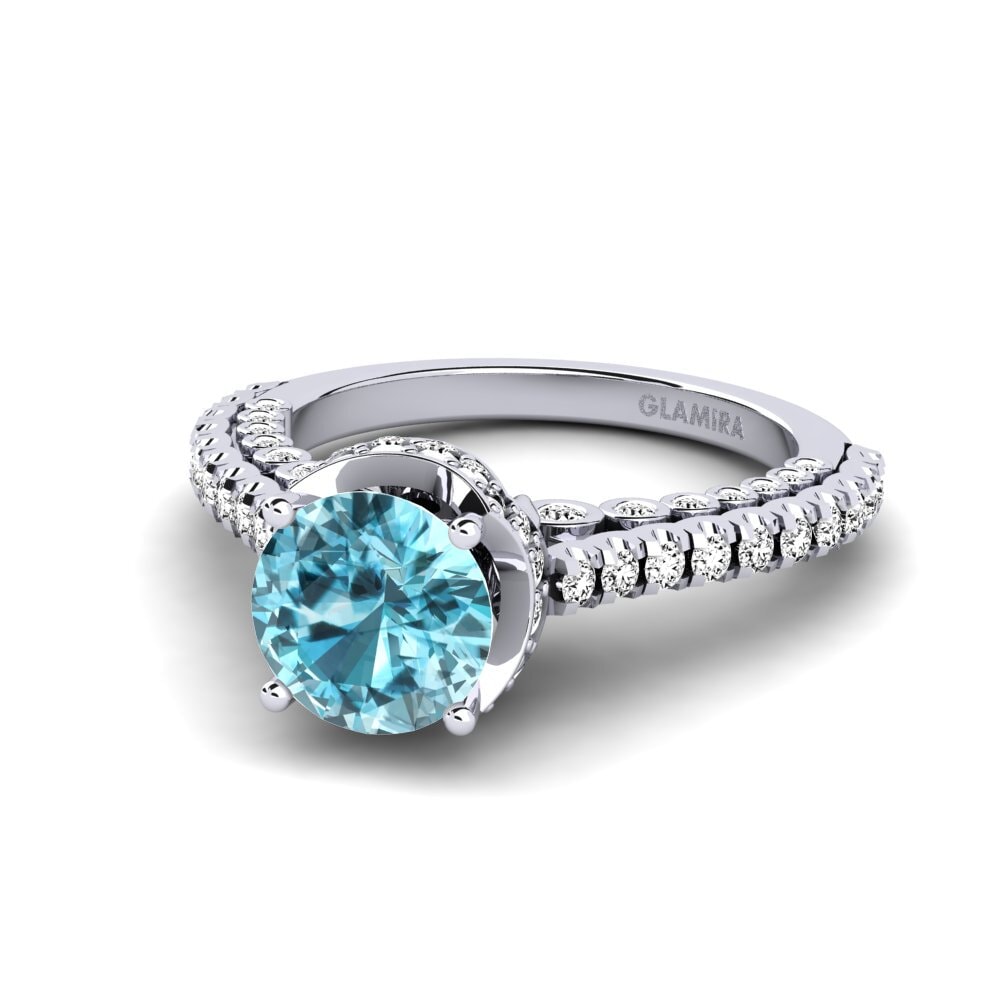 Circón Azul Anillo de compromiso Michell