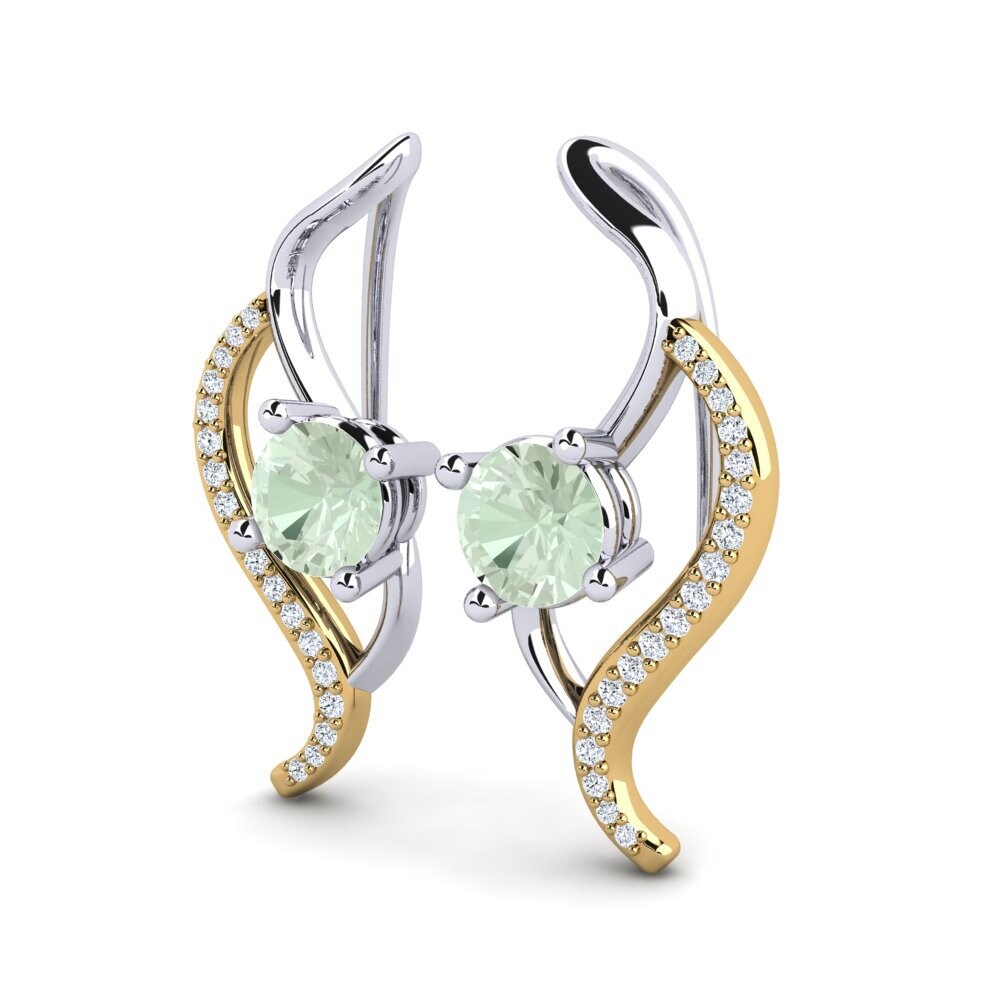 14ct Yellow & White Gold Green Amethyst Women's Earring Uraza