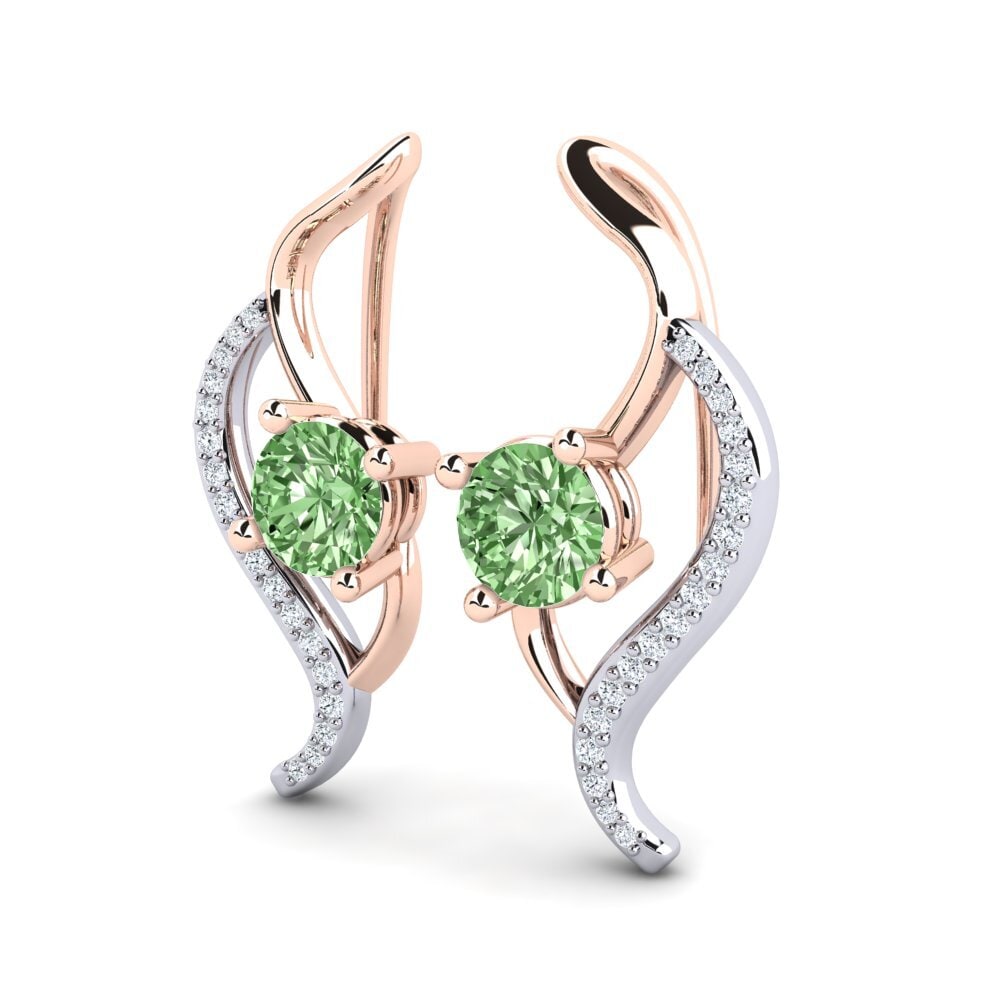 9ct White & Rose Gold Green Diamond Women's Earring Uraza