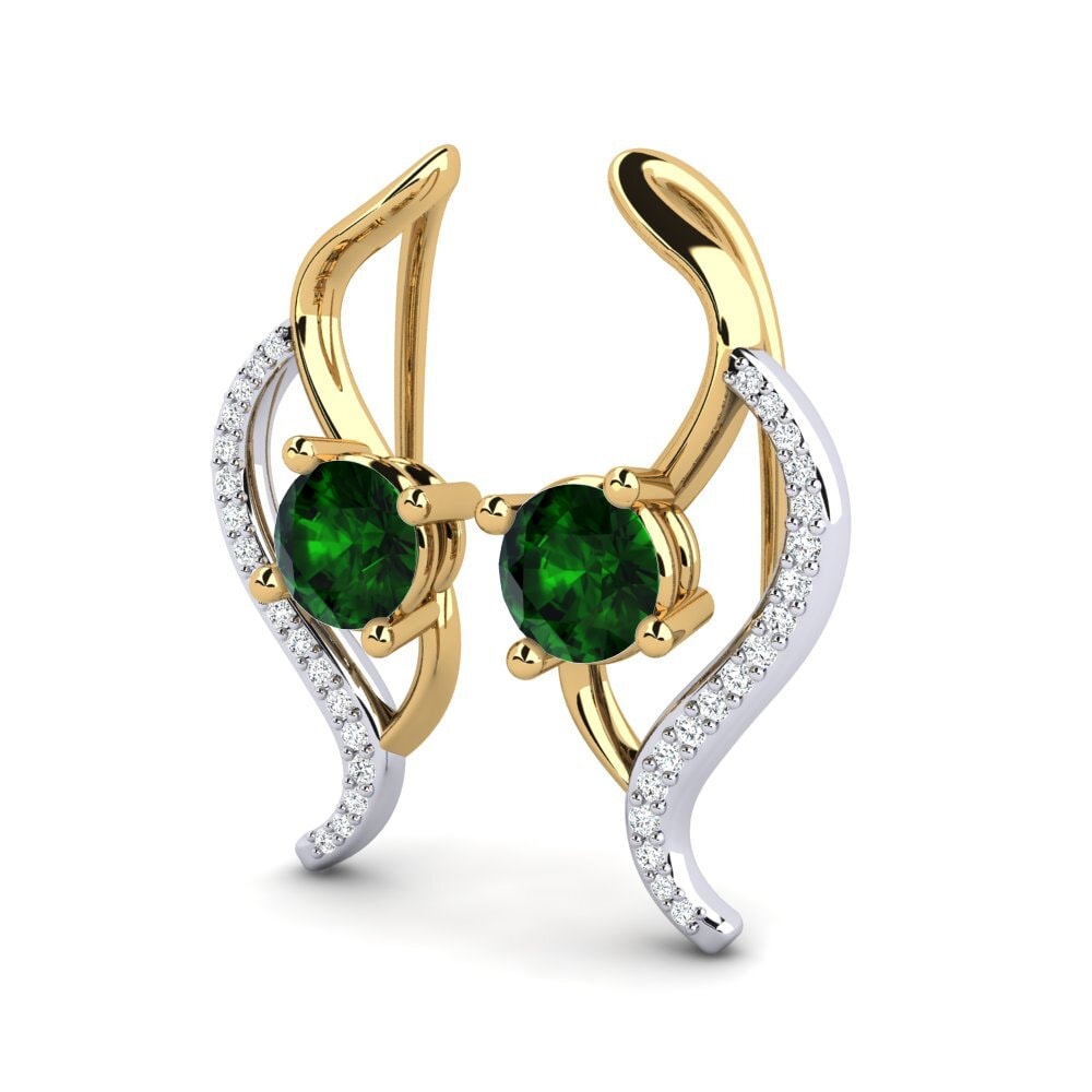 750 Weiß & Gelbgold Grüner Turmalin Damen ohrring Uraza