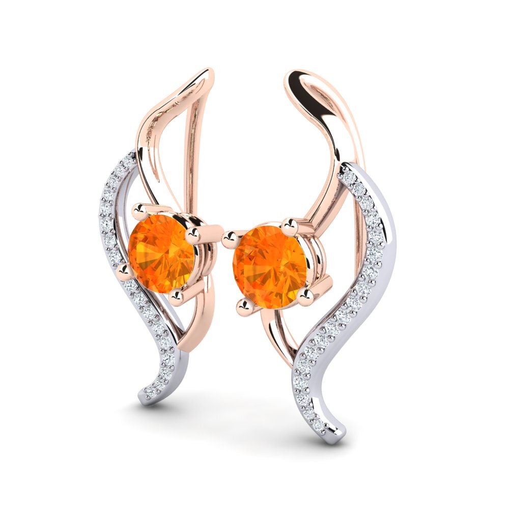 9K White & Rose Gold Orange Sapphire Earring Uraza