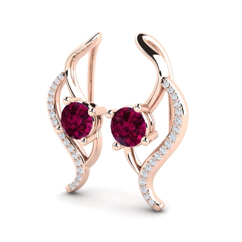 18ct Rose Gold Rhodolite Garnet Women's Earring Uraza