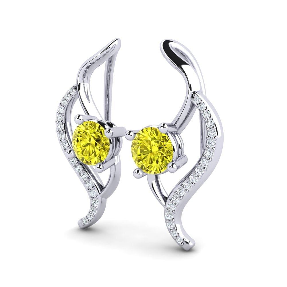 950 Platinum Yellow Diamond Women's Earring Uraza