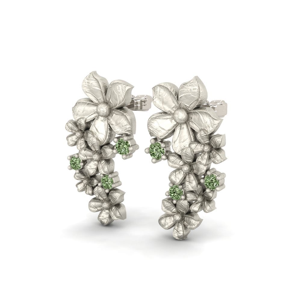 Oro Bianco 585 Diamante Verde Orecchino da donna Urchm