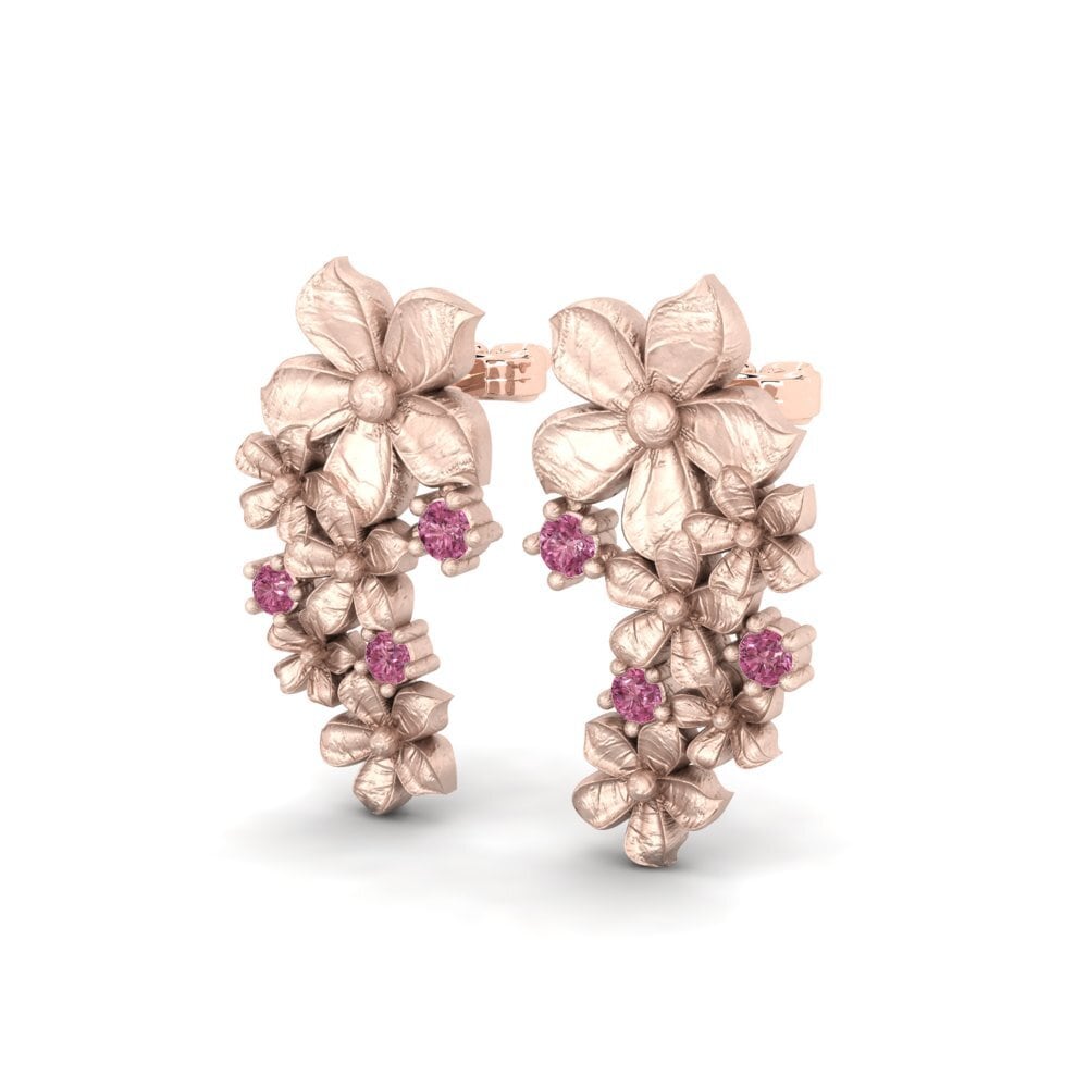 9ct Rose Gold Rhodolite Garnet Women's Earring Urchm