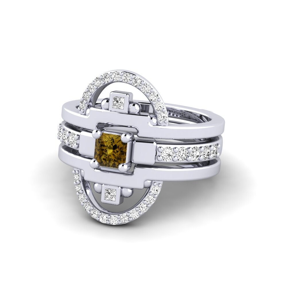 950 Platinum Brown Zircon Ring Urherixa - SET
