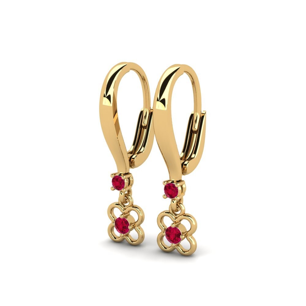 9ct Yellow Gold Ruby Women's Earring Usine