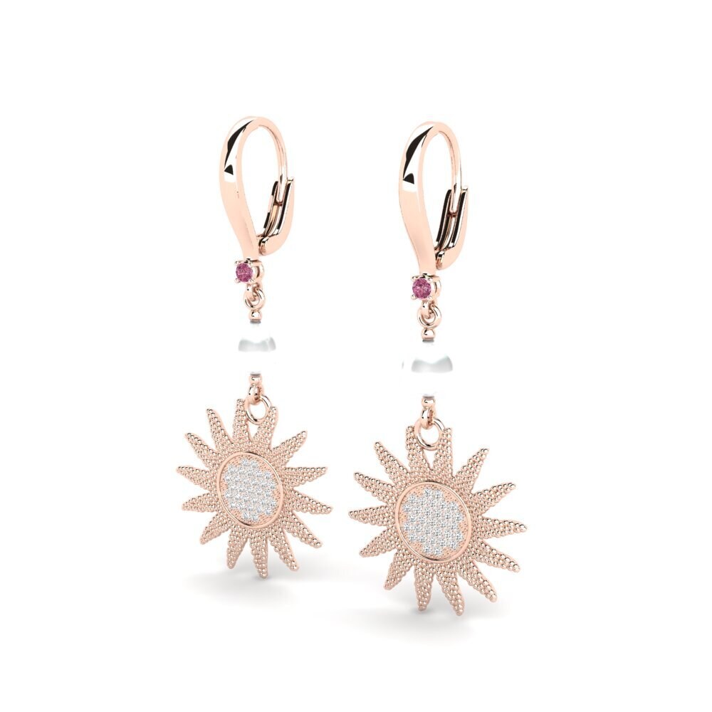 14k Oro Rosa Granate Rhodolite Pendiente de mujer Utilite