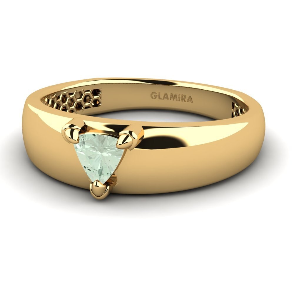 18ct Yellow Gold Green Amethyst Men's Ring Vacanza