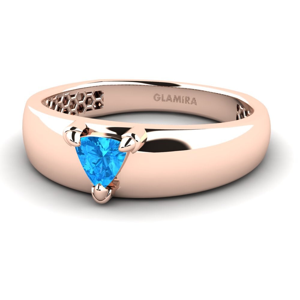 14ct Rose Gold Blue Topaz Men's Ring Vacanza