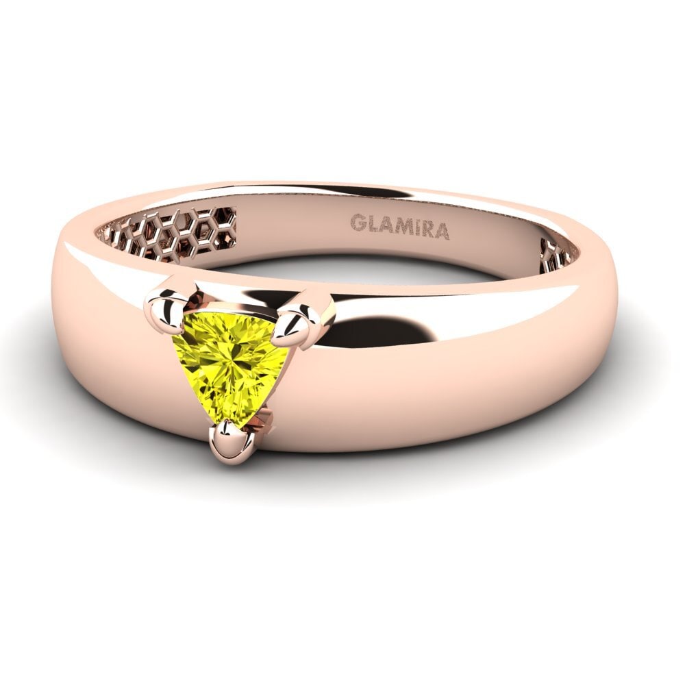 Oro Rosso 750 Diamante Giallo Anello da uomo Vacanza
