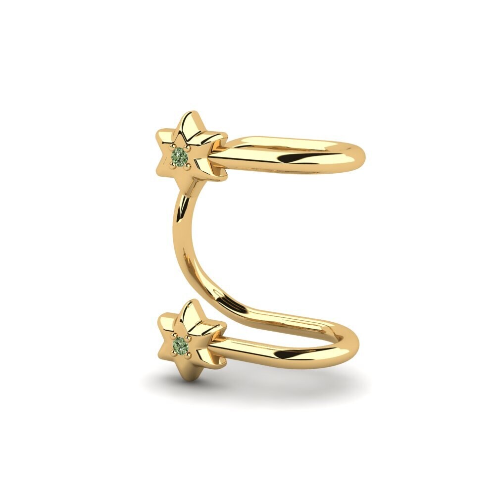 14ct Yellow Gold Green Diamond Women's Earring Vagabonder