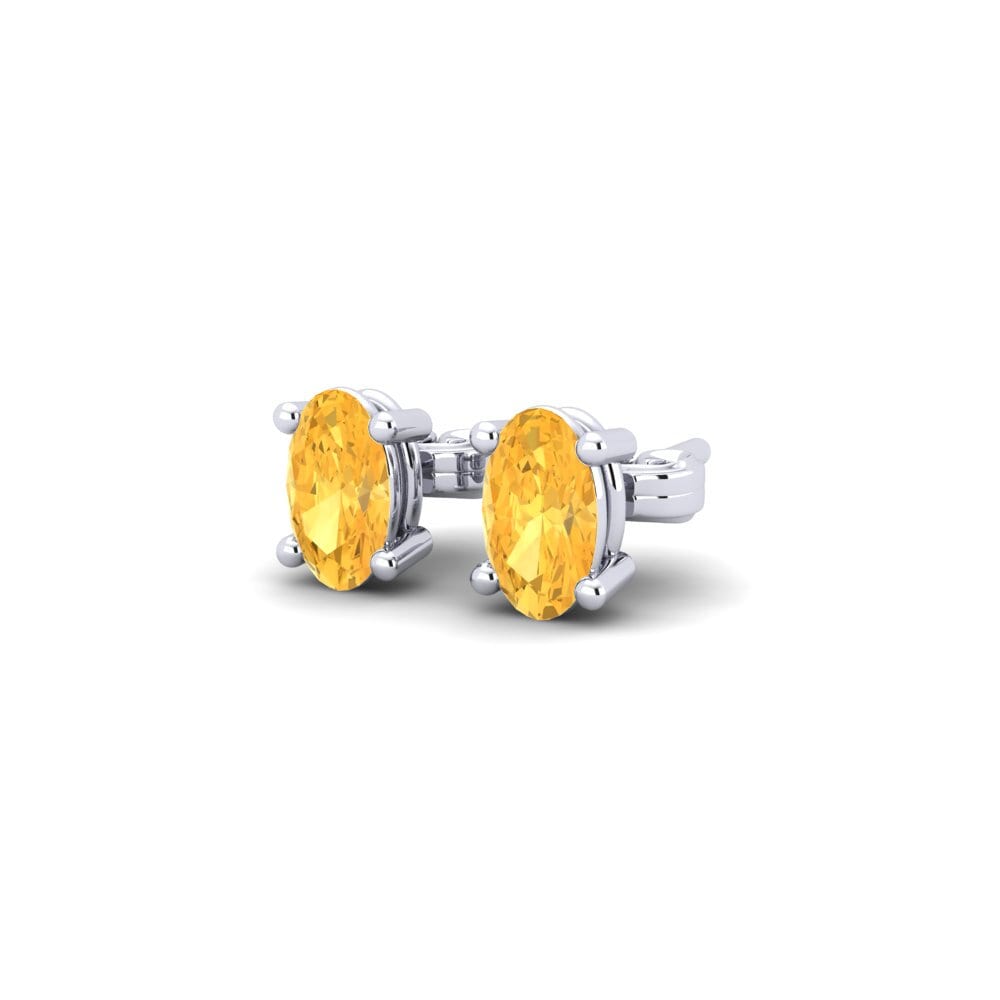 18k White Gold Citrine Kid's Earring Val