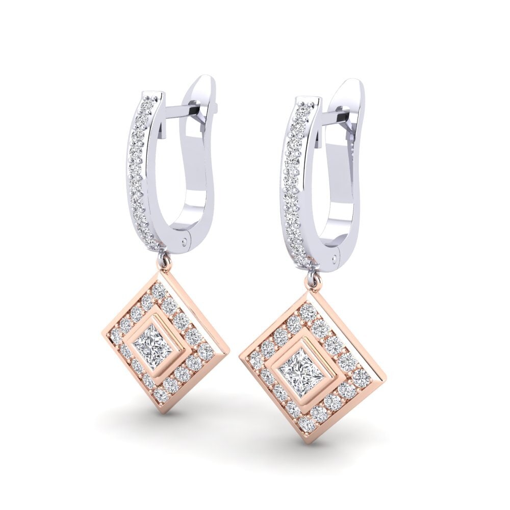 9k Oro Rosa & Blanco Pendiente de mujer Valda