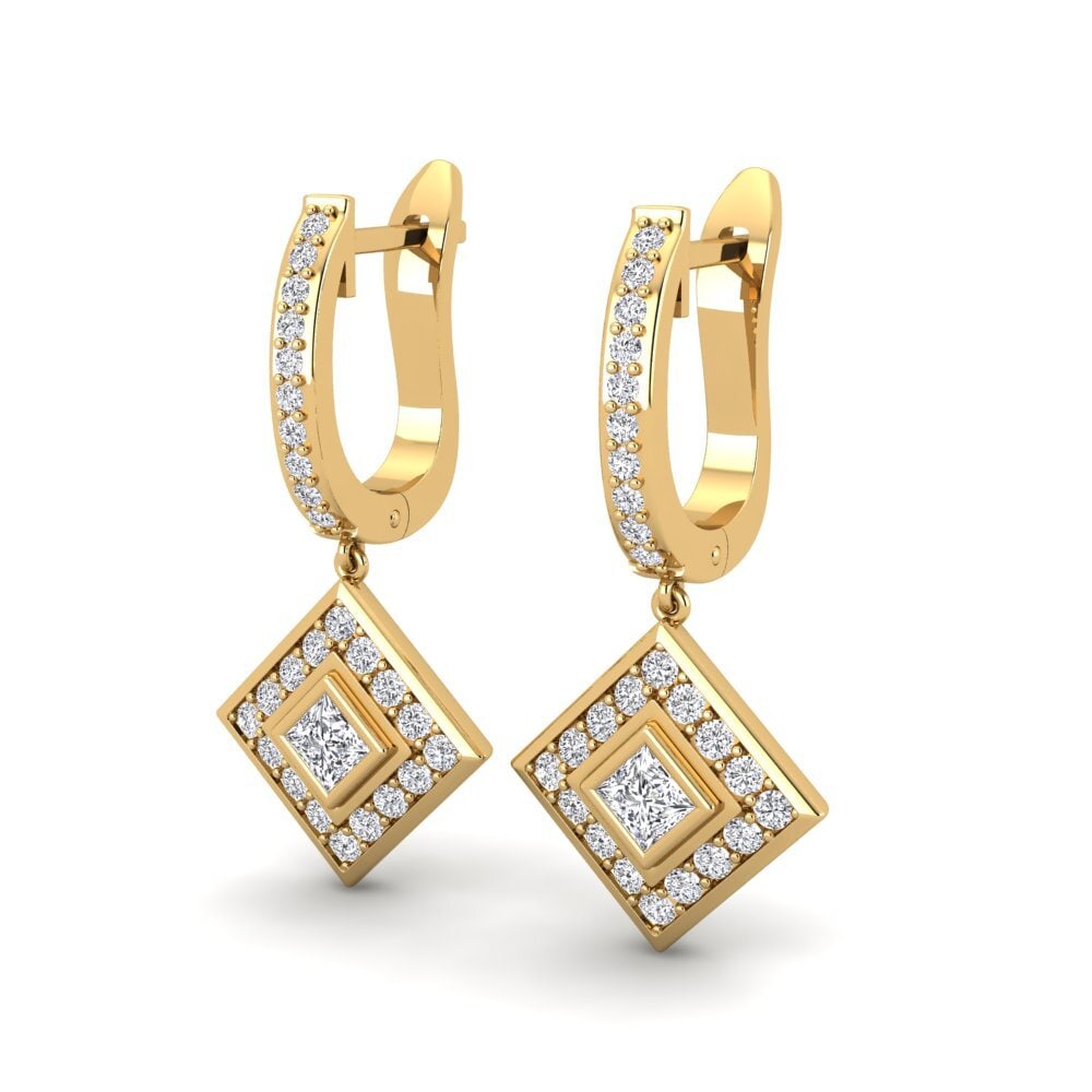 18k Oro Amarillo Princesa Pendiente de mujer Valda