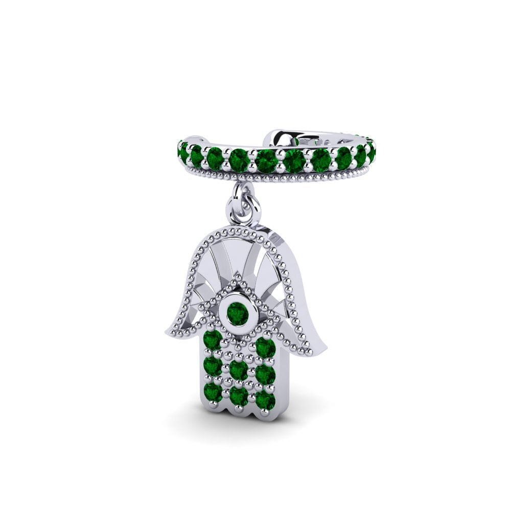 14k White Gold Green Zirconia Women's Earring Valenna