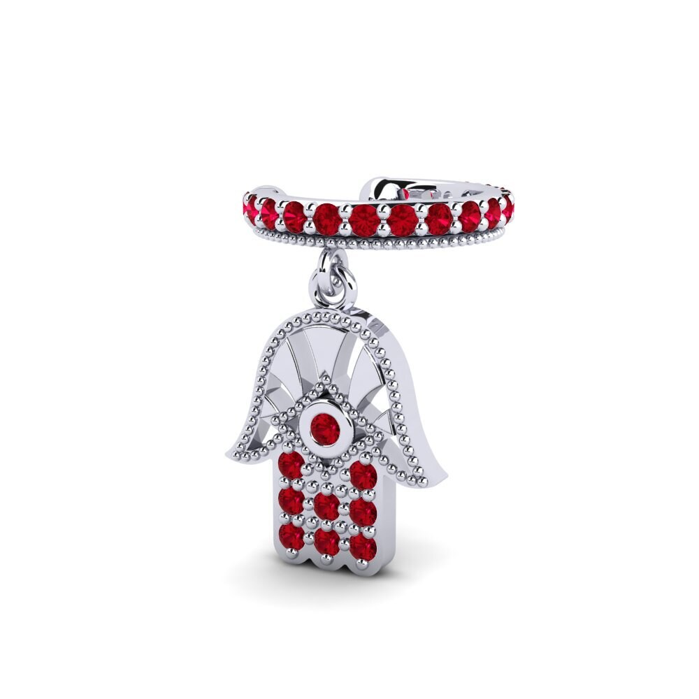 14k White Gold Red Zirconia Women's Earring Valenna