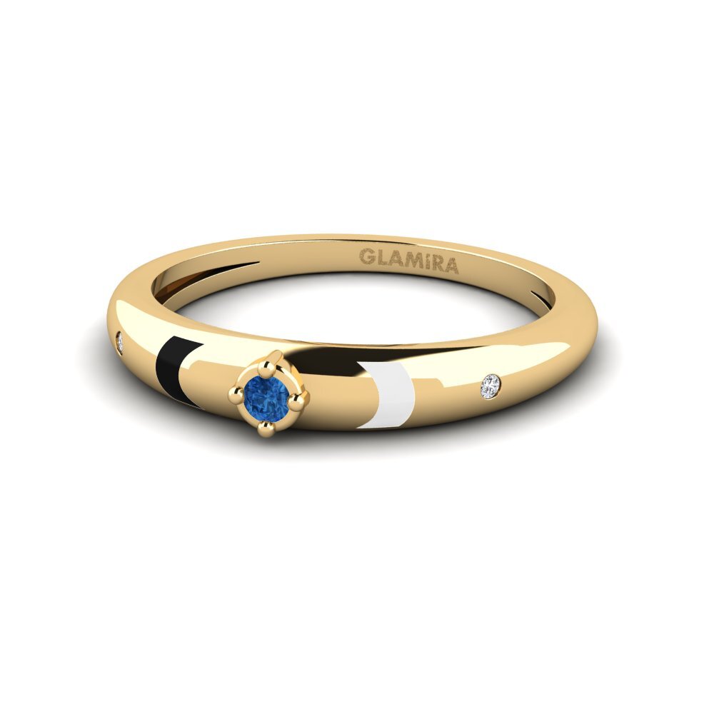 Zircônia azul escuro Anel Valenza