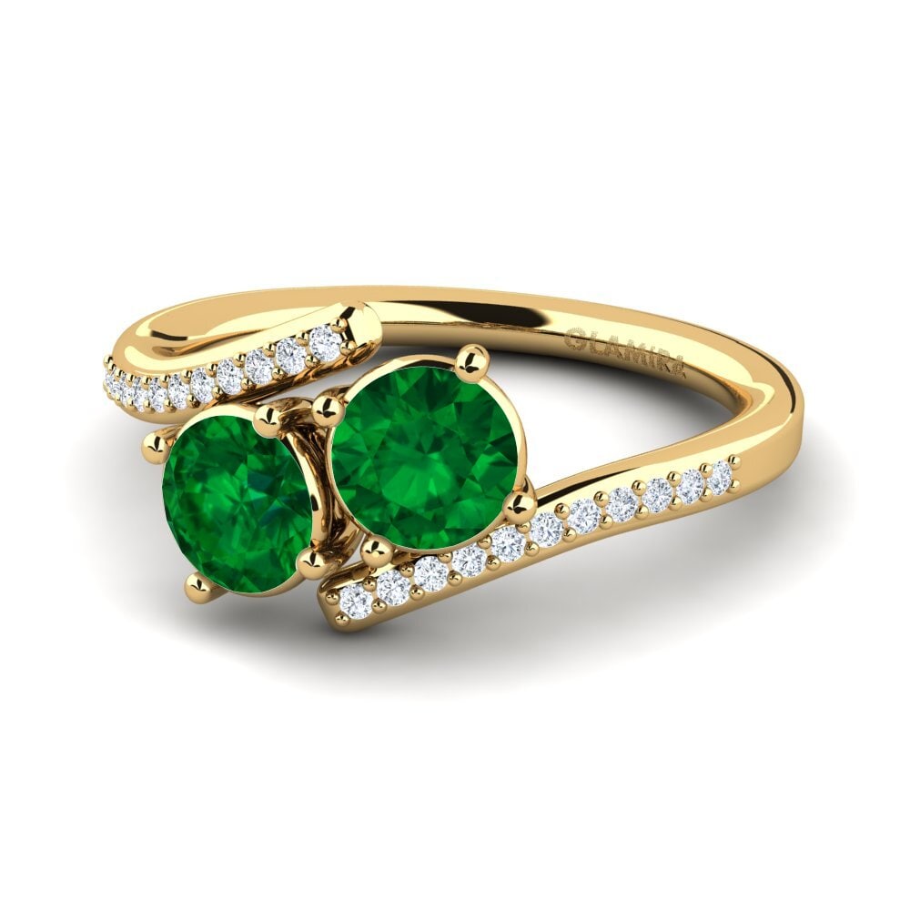 14ct Yellow Gold Emerald (Lab Created) Ring Valeska