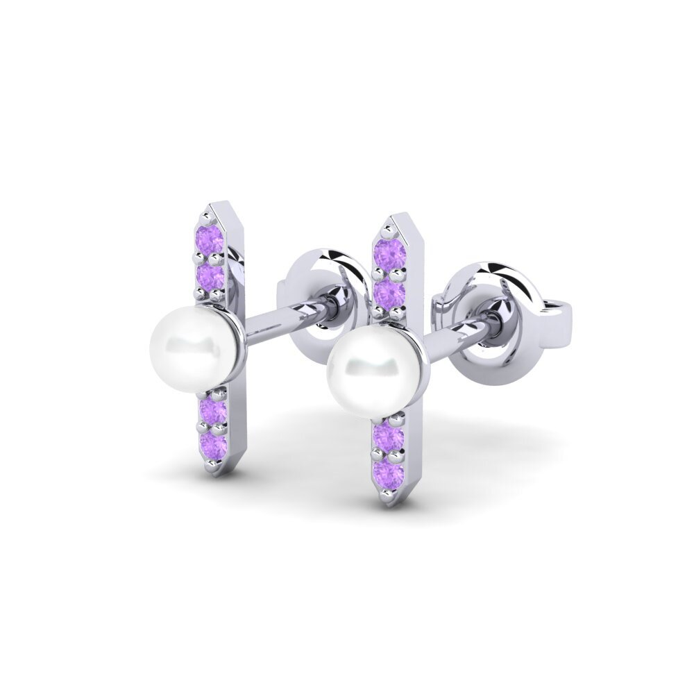 Weißgold 750 Amethyst Damen ohrring Valioso
