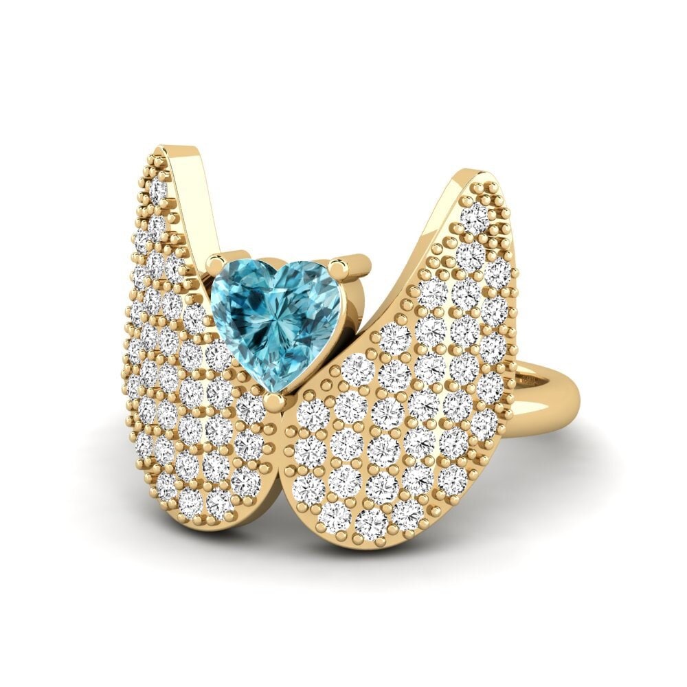 Corazón Circón Azul Anillo Vamens