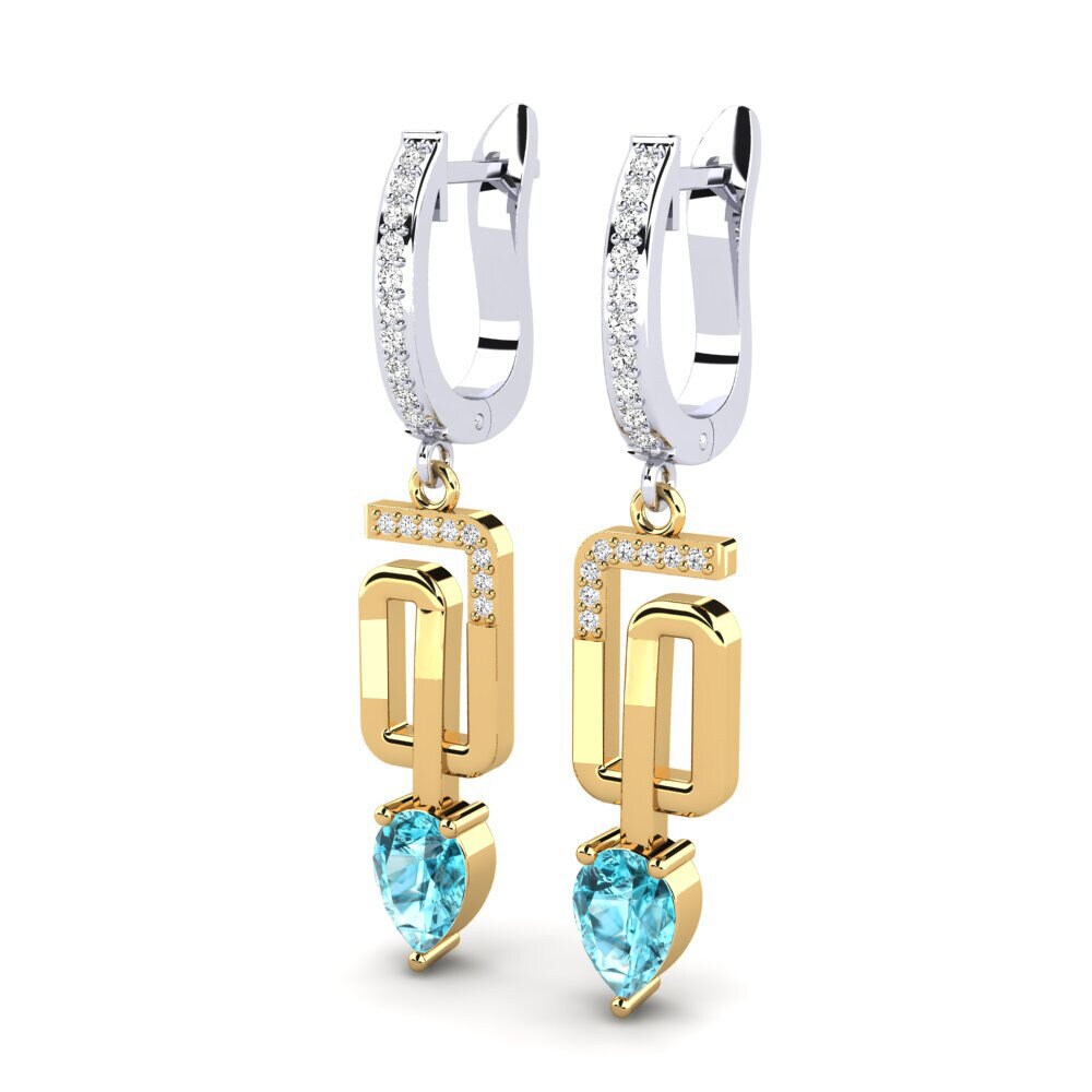 18ct Yellow & White Gold Blue Zircon Women's Earring Vana