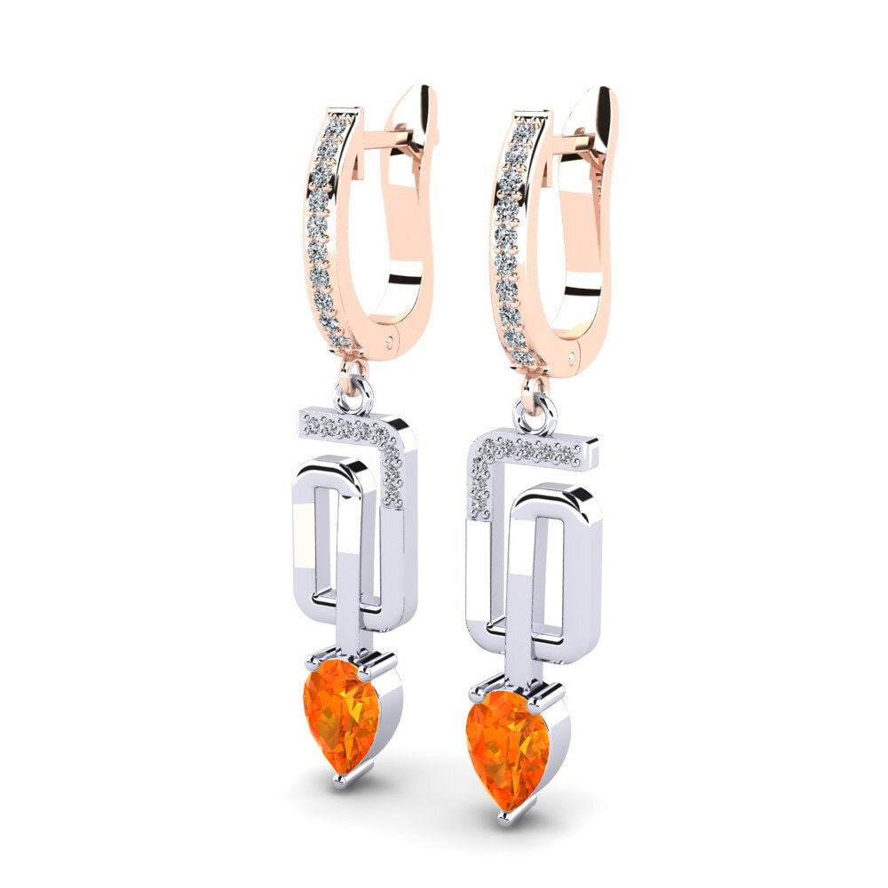 9K White & Rose Gold Orange Sapphire Earring Vana