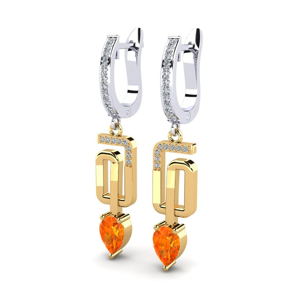 14K Yellow & White Gold Orange Sapphire Earring Vana