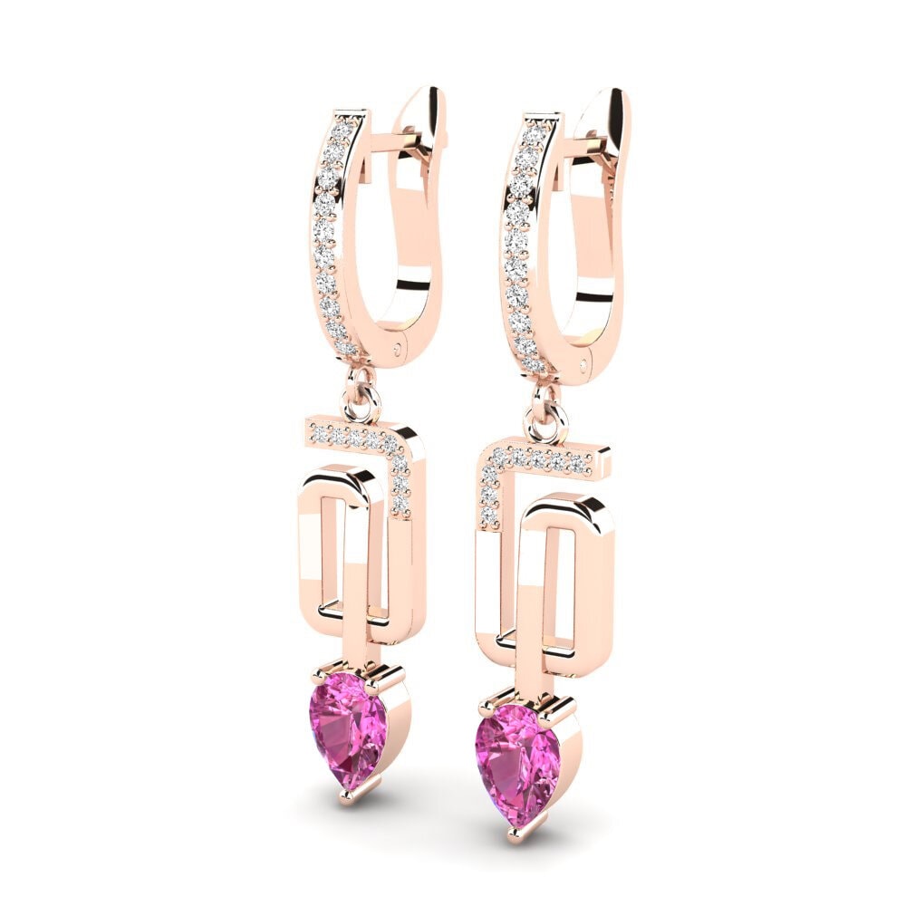 14k Oro Rosa Topacio Rosa Pendiente de mujer Vana